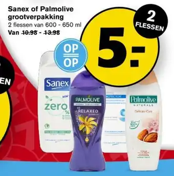 Hoogvliet Sanex of Palmolive 2*600-650ml aanbieding