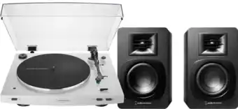 Coolblue Audio Technica AT-LP3XBT Wit + Audio-Technica ATH-SP3X Zwart aanbieding