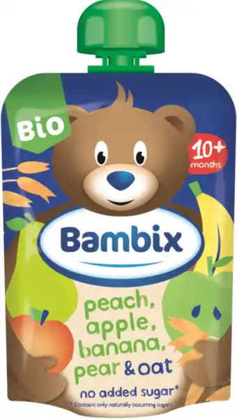 De Online Drogist Bambix Bio Knijpzakje Appel, Perzik, Banaan, Peer en Haver 10+ aanbieding