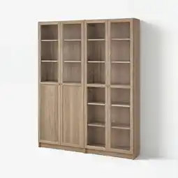 IKEA Billy / oxberg Boekenkast paneel-/vitrinedeuren, eikenpatroon/helder glas, 160x30x202 cm aanbieding