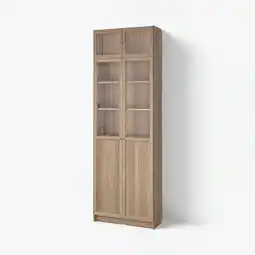 IKEA Billy / oxberg Boekenkast met glazen deuren, eikenpatroon/helder glas, 80x30x237 cm aanbieding