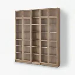 IKEA Billy / oxberg Boekenkast glazen deuren/ex kast, eikenpatroon, 200x30x237 cm aanbieding
