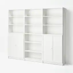 IKEA Billy / oxberg Boekenkast combinatie met deuren, wit, 240x30x202 cm aanbieding