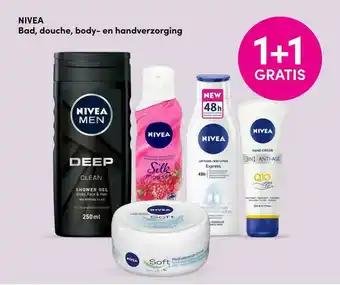 DA Nivea Bad, Douche, Body- En Handverzorging 1+1 Gratis aanbieding