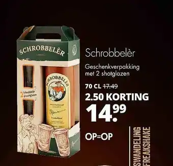 Mitra Schrobbelèr Geschenkverpakking Met 2 Shotglazen 2.50 Korting aanbieding