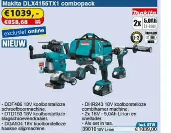 Toolstation Makita DLX4155TX1 Combopack aanbieding