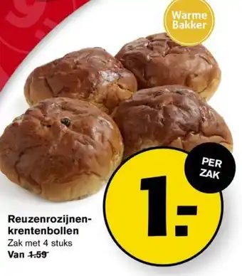 Hoogvliet Reuzenrozijnenkrentenbollen 4 stuks aanbieding