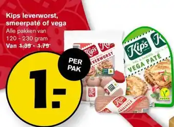 Hoogvliet Kips leverworst, smeerpate of vega 120-230g aanbieding