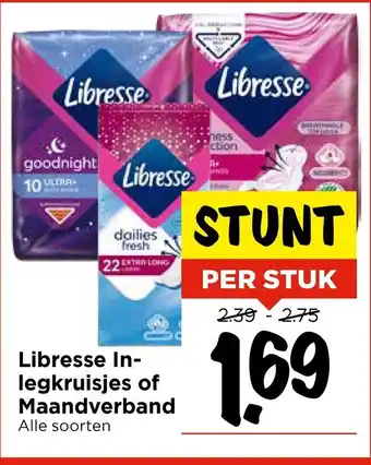Vomar Voordeelmarkt Libresse In legkruisjes of Maandverband aanbieding