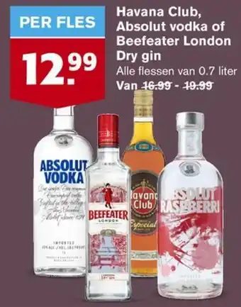 Hoogvliet Havana Club, Absolut vodka of Beefeater gin 700ml aanbieding