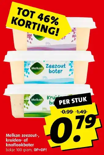 Boni Melkan Zeezout-, kruiden- of knooflookboter 100g aanbieding