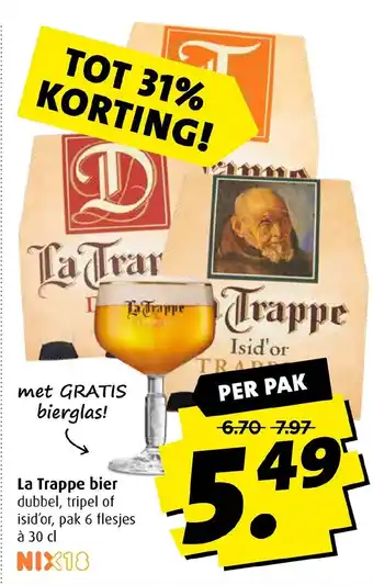 Boni La Trappe bier 6*300ml aanbieding