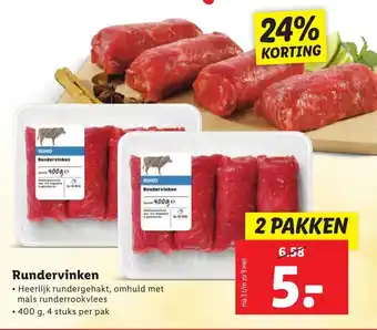 Lidl Rundervinken 2*400g aanbieding