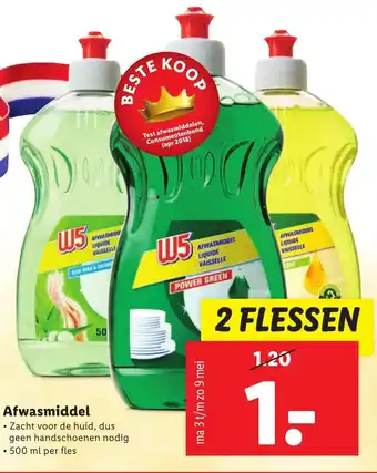 Lidl W5 Afwasmiddel 2*500ml aanbieding