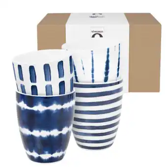 Douglas vtwonen Mokken Blauw Wit (Set van 4) aanbieding