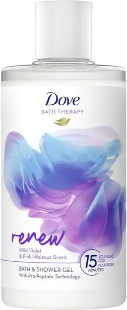 De Online Drogist Dove Bath Therapy Renew Bath & Shower Gel Wild Violet & Pink Hibiscus Scent aanbieding
