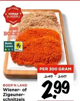 Vomar Voordeelmarkt BOER'N LAND Wiener- of Zigeuner- schnitzels aanbieding