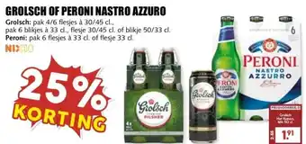 MCD Supermarkt GROLSCH OF PERONI NASTRO AZZURO aanbieding