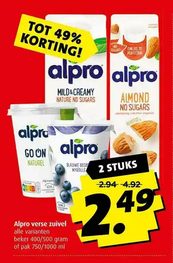 Boni Alpro Verse Zuivel Tot 49% Korting aanbieding