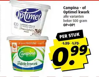 Boni Campina - Of Optimel Kwark aanbieding