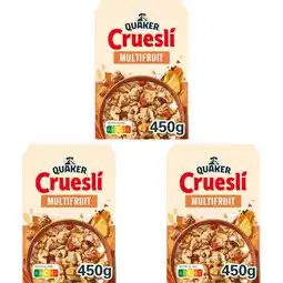 Albert Heijn Quaker Cruesli Multifruit 3-pack aanbieding