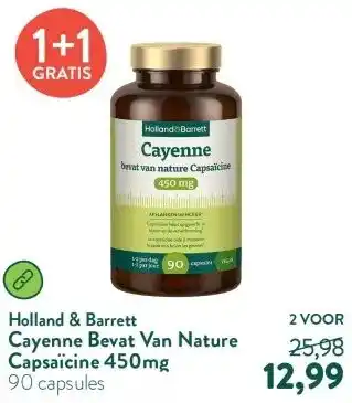 Holland & Barrett Cayenne Bevat Van Nature Capsaïcine 450mg aanbieding