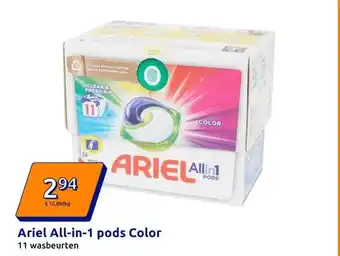 Action Ariel All-in-1 pods Color 11 wasbeurten aanbieding