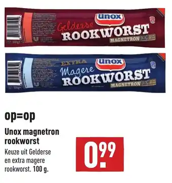 ALDI Unox magnetron rookworst 100g aanbieding