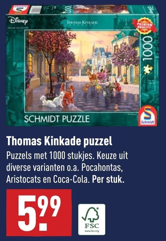 Thomas Kinkade puzzel aanbieding bij ALDI