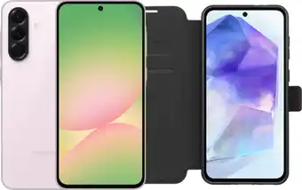 Coolblue Samsung Galaxy A56 256GB Roze 5G + BlueBuilt Book Case Zwart aanbieding