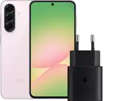 Coolblue Samsung Galaxy A56 128GB Roze 5G + Samsung Oplader 25 Watt Zwart aanbieding
