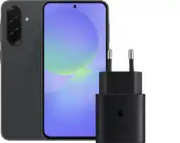 Coolblue Samsung Galaxy A36 128GB Zwart 5G + Samsung Oplader 25 Watt Zwart aanbieding
