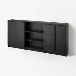 IKEA Billy / oxberg Boekenkast combinatie met deuren, zwart eikenpatroon, 240x30x106 cm aanbieding