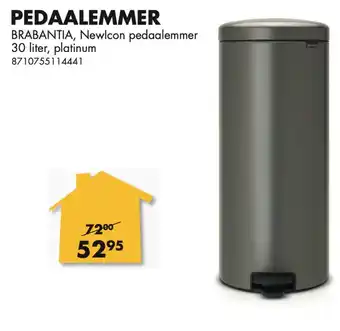 Bouwhof PEDAALEMMER BRABANTIA, Newlcon pedaalemmer 30 liter, platinum aanbieding