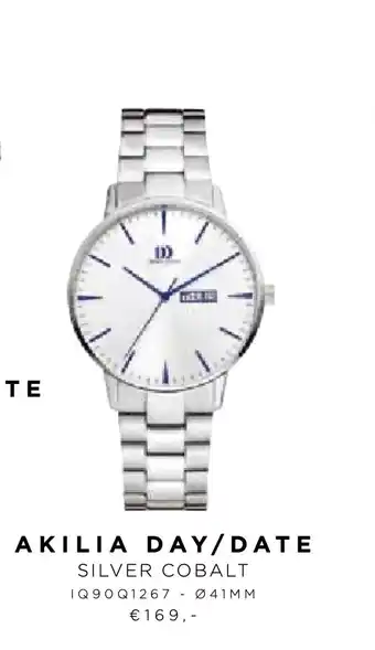 Siebel Juweliers AKILIA DAY/DATE SILVER COBALT IQ 90Q1267 - Ø41MM aanbieding