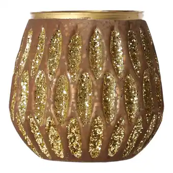 Van Cranenbroek Theelichthouder glas 10x10cm bruin aanbieding