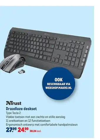 Makro Draadloze deskset type Tecla 2 aanbieding