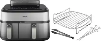 Coolblue Philips 5000 Series Dual Basket NA555/00 + Dubbellaagse kookset aanbieding