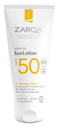De Online Drogist Zarqa Sensitive SunLotion SPF50 aanbieding