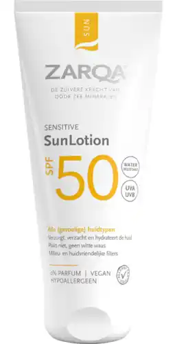 De Online Drogist Zarqa Sensitive SunLotion SPF50 aanbieding