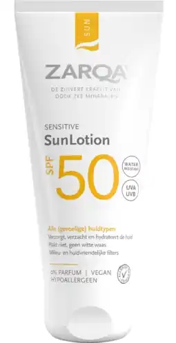 De Online Drogist Zarqa Sensitive SunLotion SPF50 aanbieding