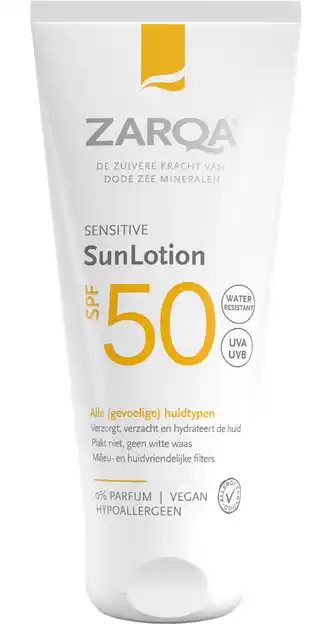 De Online Drogist Zarqa Sensitive SunLotion SPF50 aanbieding