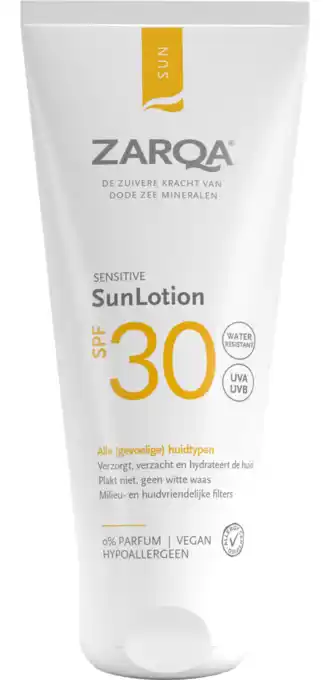 De Online Drogist Zarqa Sensitive SunLotion SPF30 aanbieding