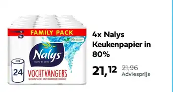 Plein.nl 4x Nalys Keukenpapier in 80% aanbieding