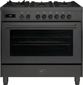 Bol.com BORETTI MLG96BMAT Gasfornuis 90cm 6 brander XL-oven 123L AN aanbieding