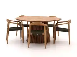 Kees Smit Bellagio Berbaro/Santa Severina ø150cm dining tuinset 7-delig stapelbaar aanbieding