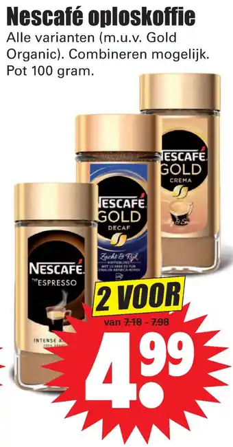 Dirk Nescafé oploskoffie 100 gram aanbieding