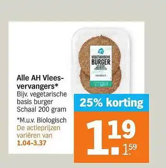 Albert Heijn Alle ah vleesvervangers 200 gram aanbieding