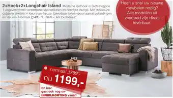 Woonsquare 2+hoek+2+longchair island aanbieding