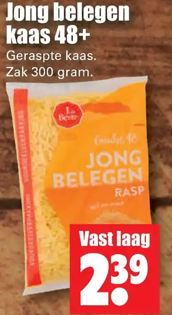 Dirk Jong belegen kaas 48+ Geraspte kaas. Zak 300 gram. aanbieding